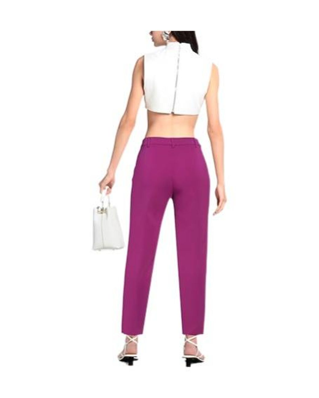 Max Mara Purple Minimal Solid-Color Tapered Trousers