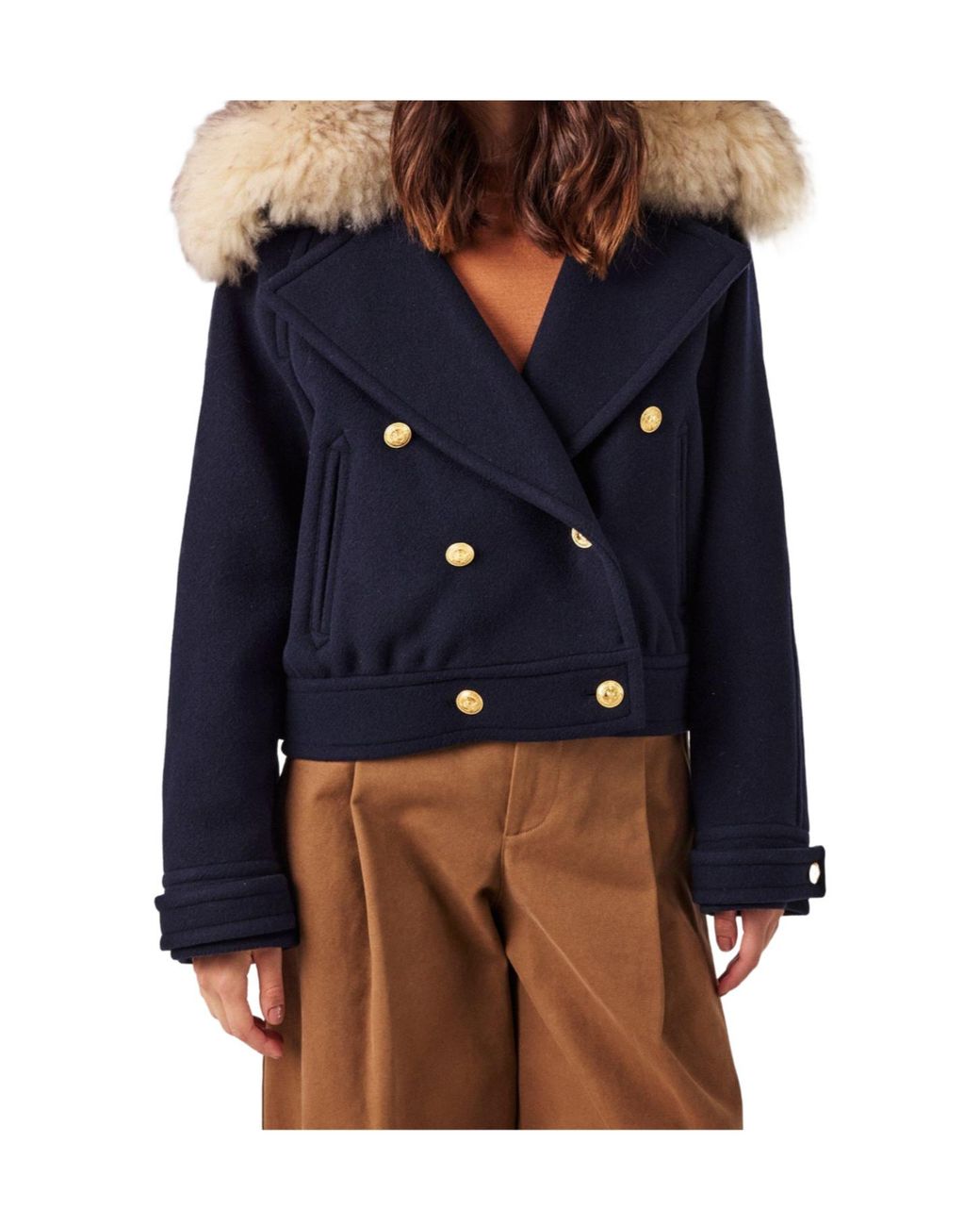 Chloé Blue Cropped Wool Coat