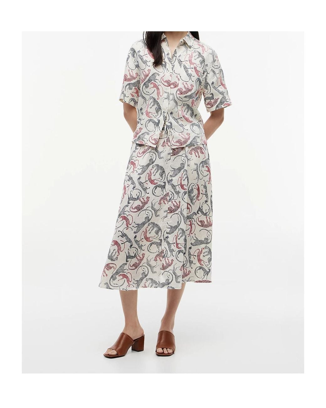 Tommy Hilfiger Multicolor Pure Linen A-Line Midi Skirt