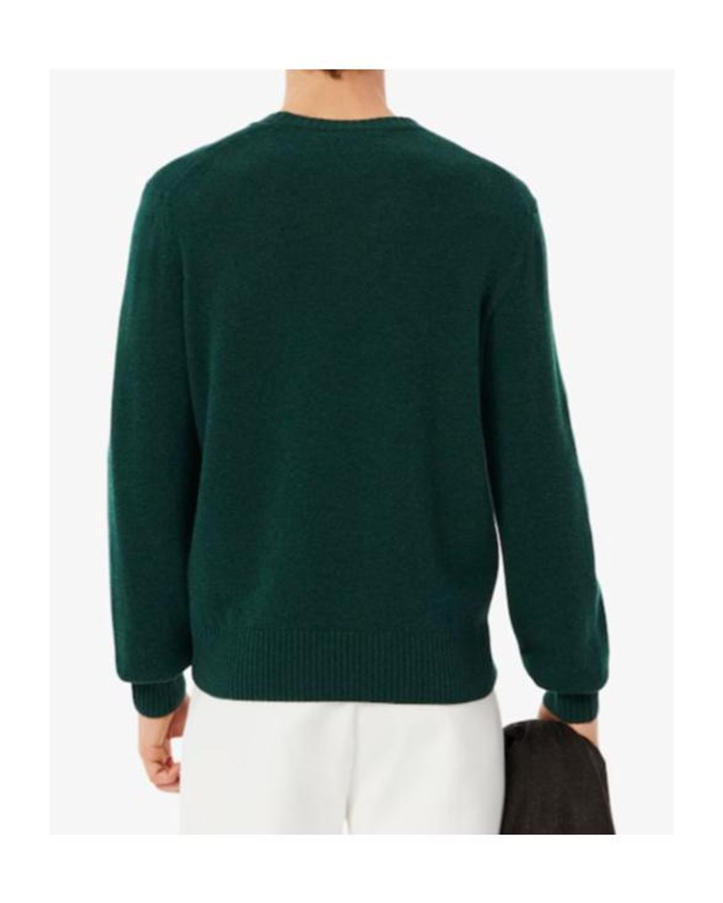 Lacoste Green Logo Patch Ribbed Crewneck Jumper for men