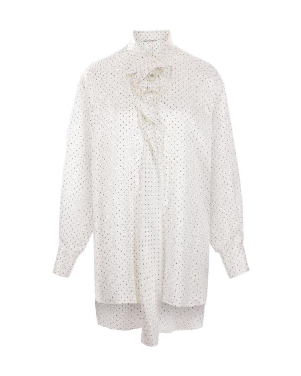 Ermanno Scervino White Polka Dot Printed Long-Sleeved Shirt