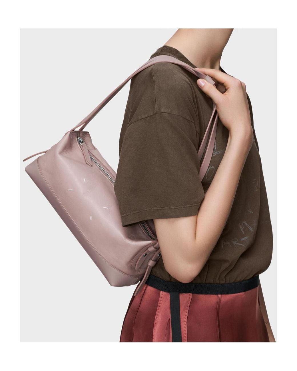 Maison Margiela Pink Zipped Belt Shoulder Bag