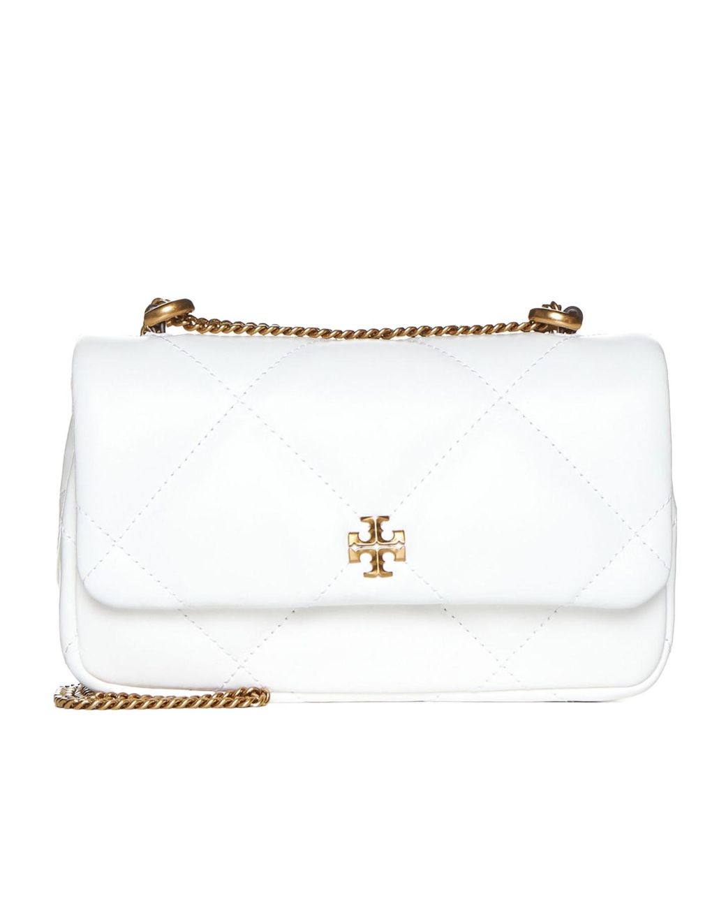 Tory Burch White Kira Diamond Quilted Mini Shoulder Bag