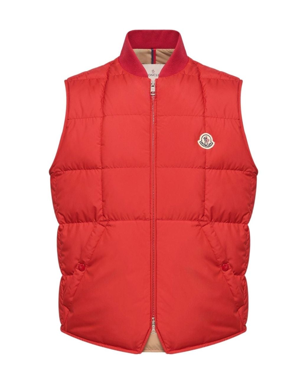 Moncler Red Elberton Square-Quilted Down Vest for men