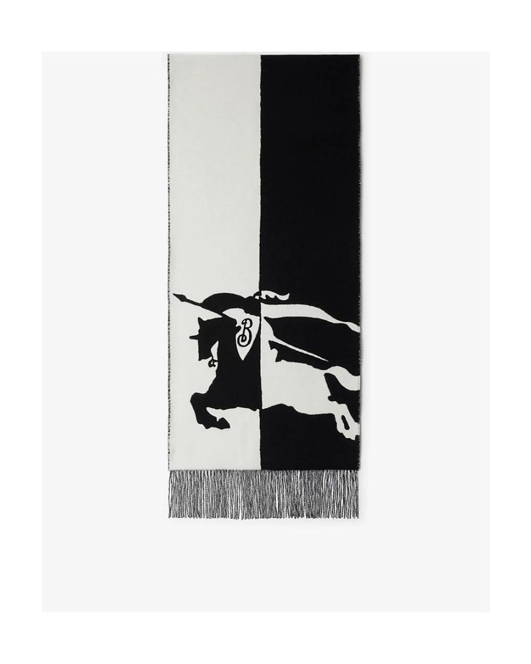 Burberry Black Equestrian Knight Wool-Cashemere Scarf for men