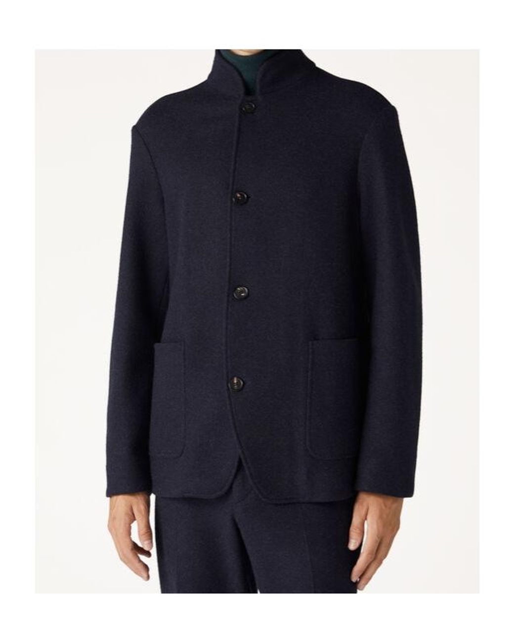 Loro Piana Blue Button-Up Suede-Cashmere Jacket for men
