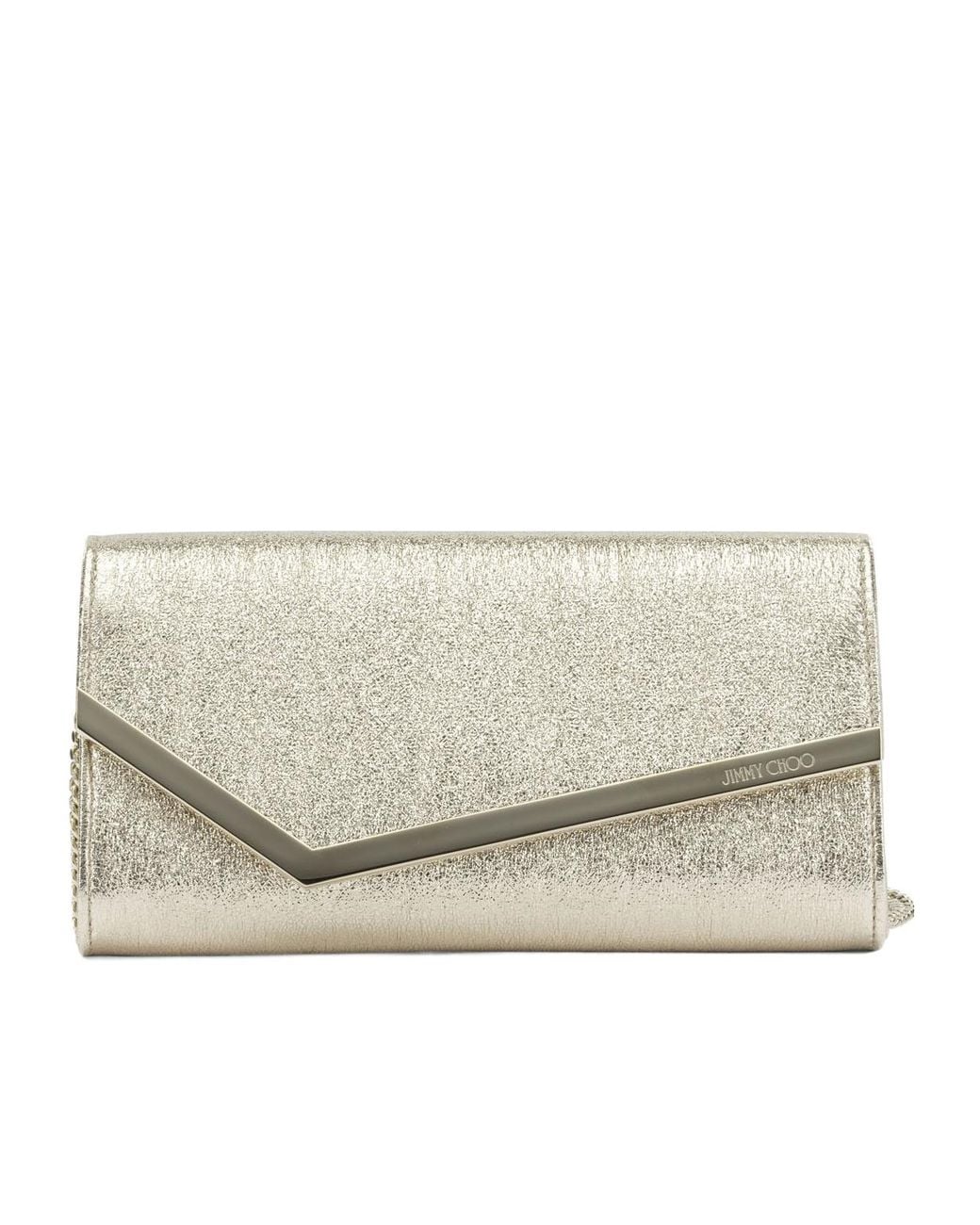 Jimmy Choo Natural Emmie Glitter Clutch Bag