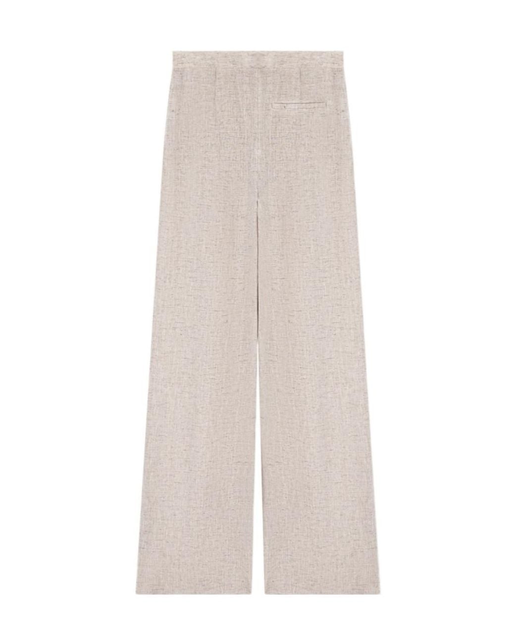 Emporio Armani White High-Waist Straight-Leg Trousers