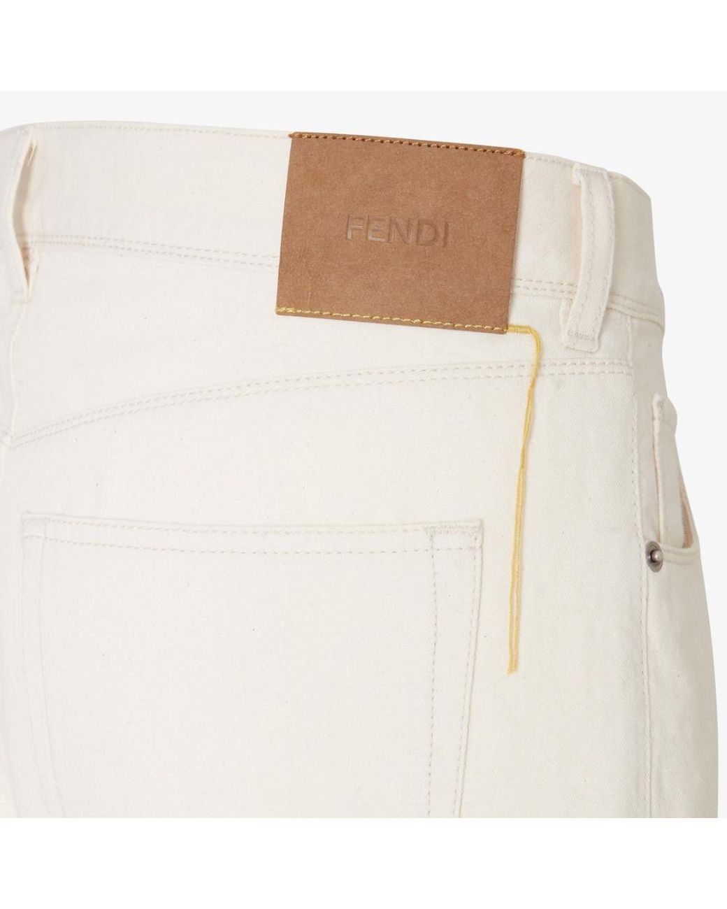 Fendi White Ivory Washed Denim Trousers for men