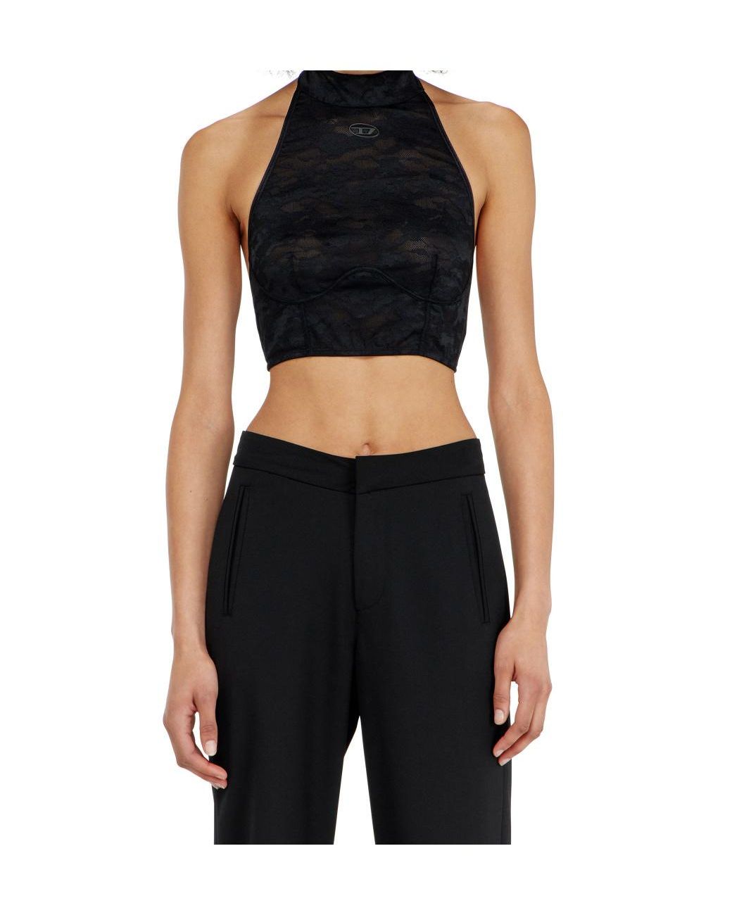 DIESEL Black Marcia Utlt Lace Halterneck Bra