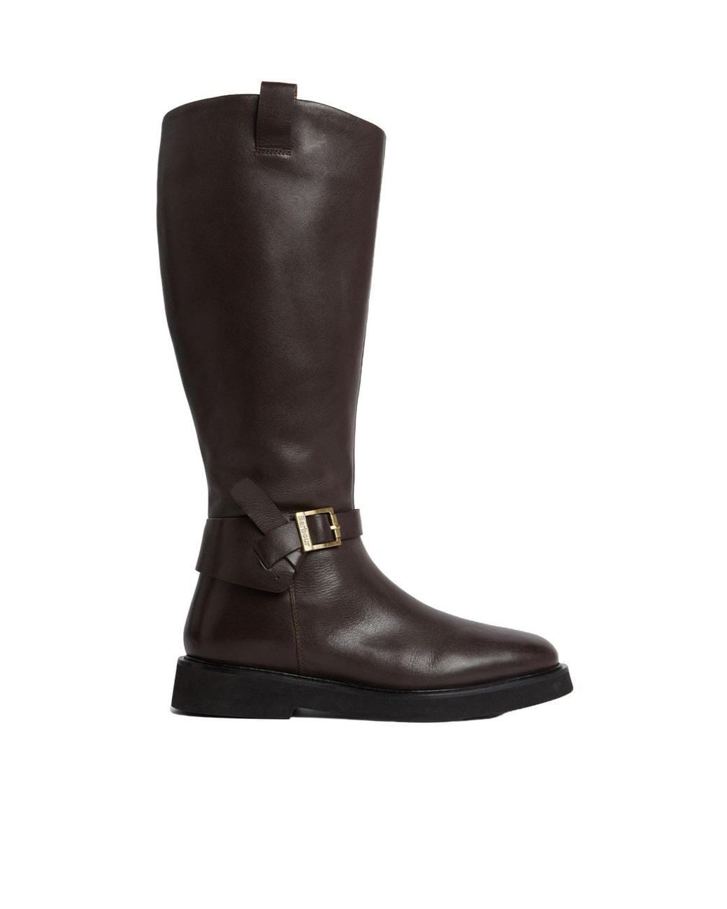 Barbour Brown Buckle Leather Knee-High Riding Boots