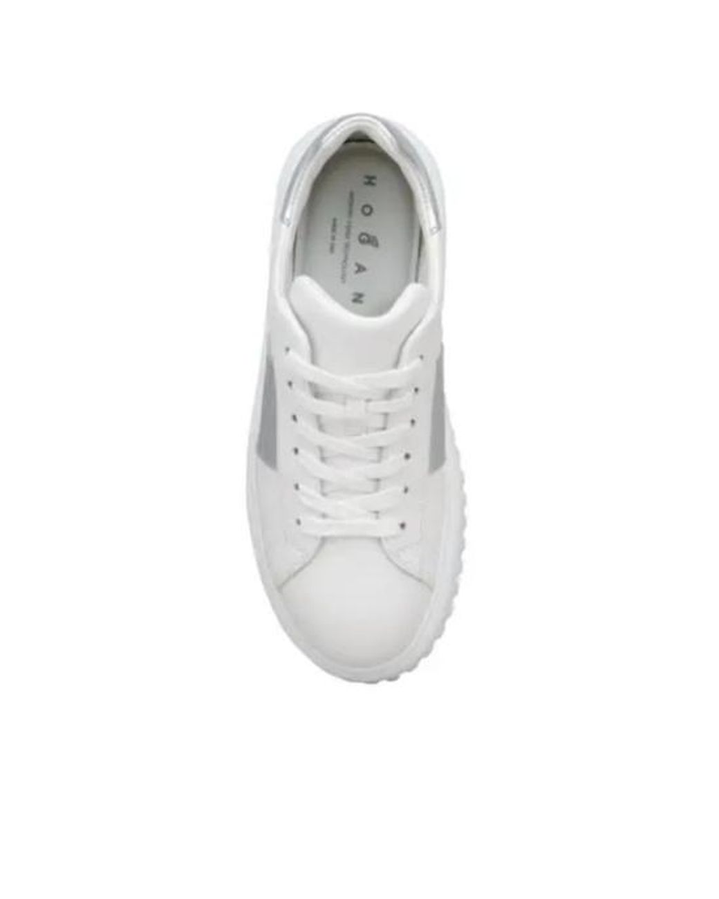 Hogan White Round-Toe Lace-Up Sneakers
