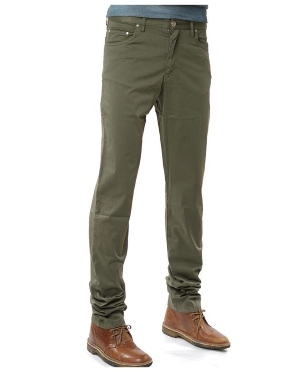 Paul & Shark Green Five-Pocket Stretch-Cotton Pants for men