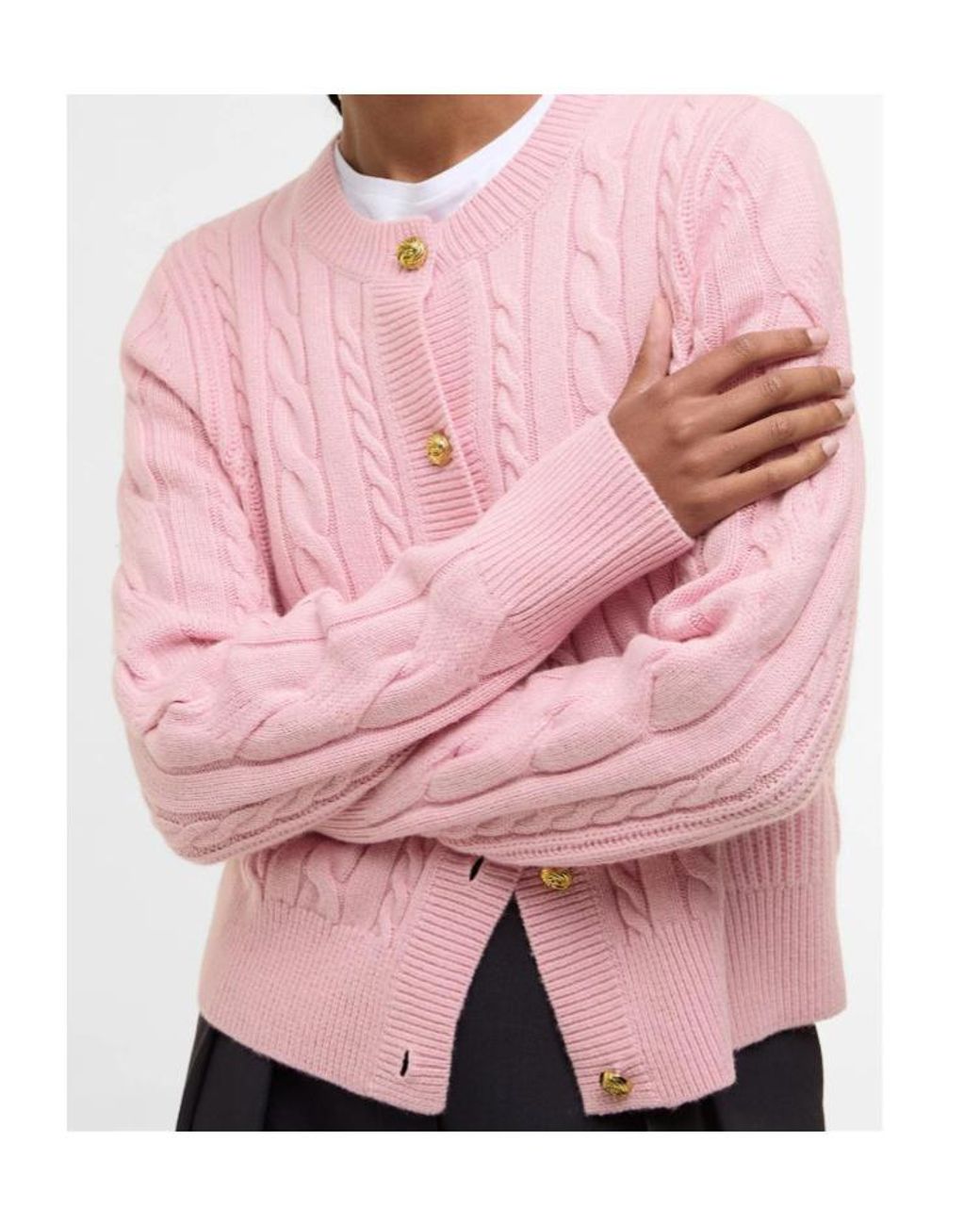 Barbour Pink Long-Sleeved Knitted Cardigan