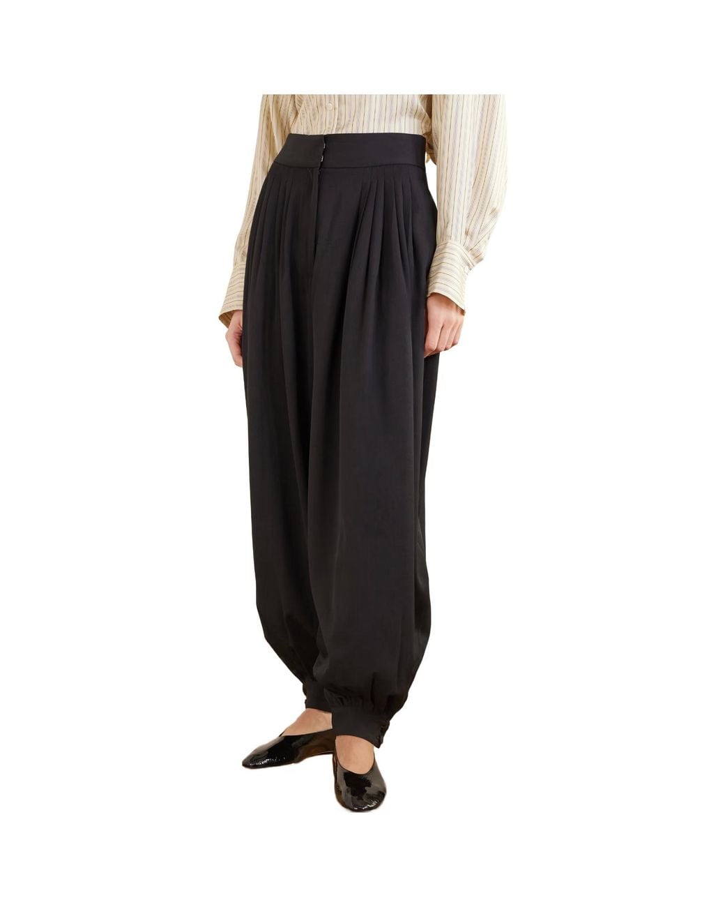 Altuzarra Black Chapman Pleated Wool Tapered Pants