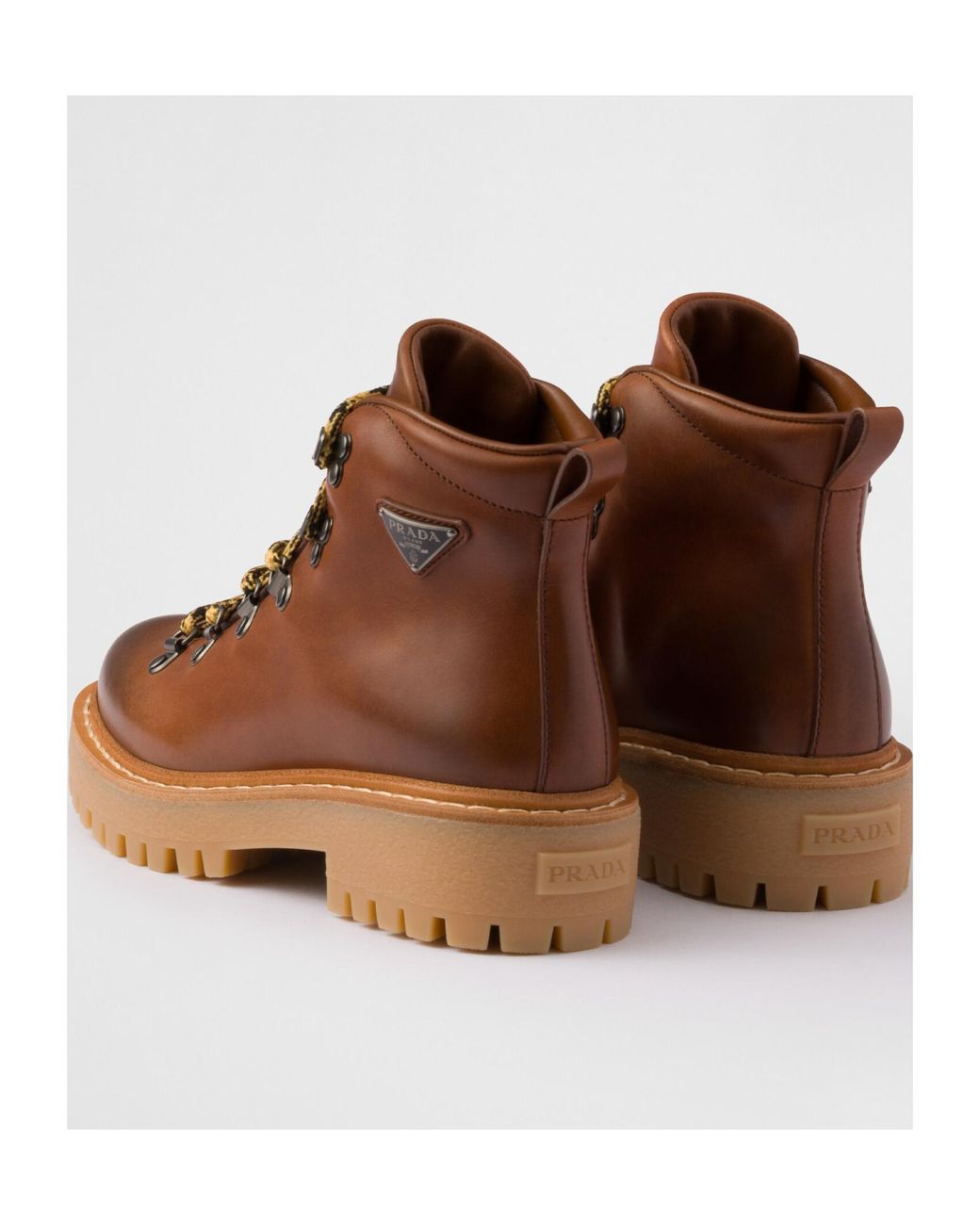 Prada Brown Leather Laced Booties