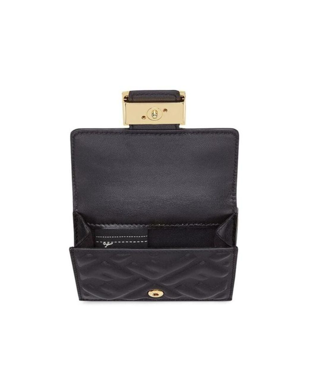 Fendi Blue Micro Logo Embossed Trifold Wallet