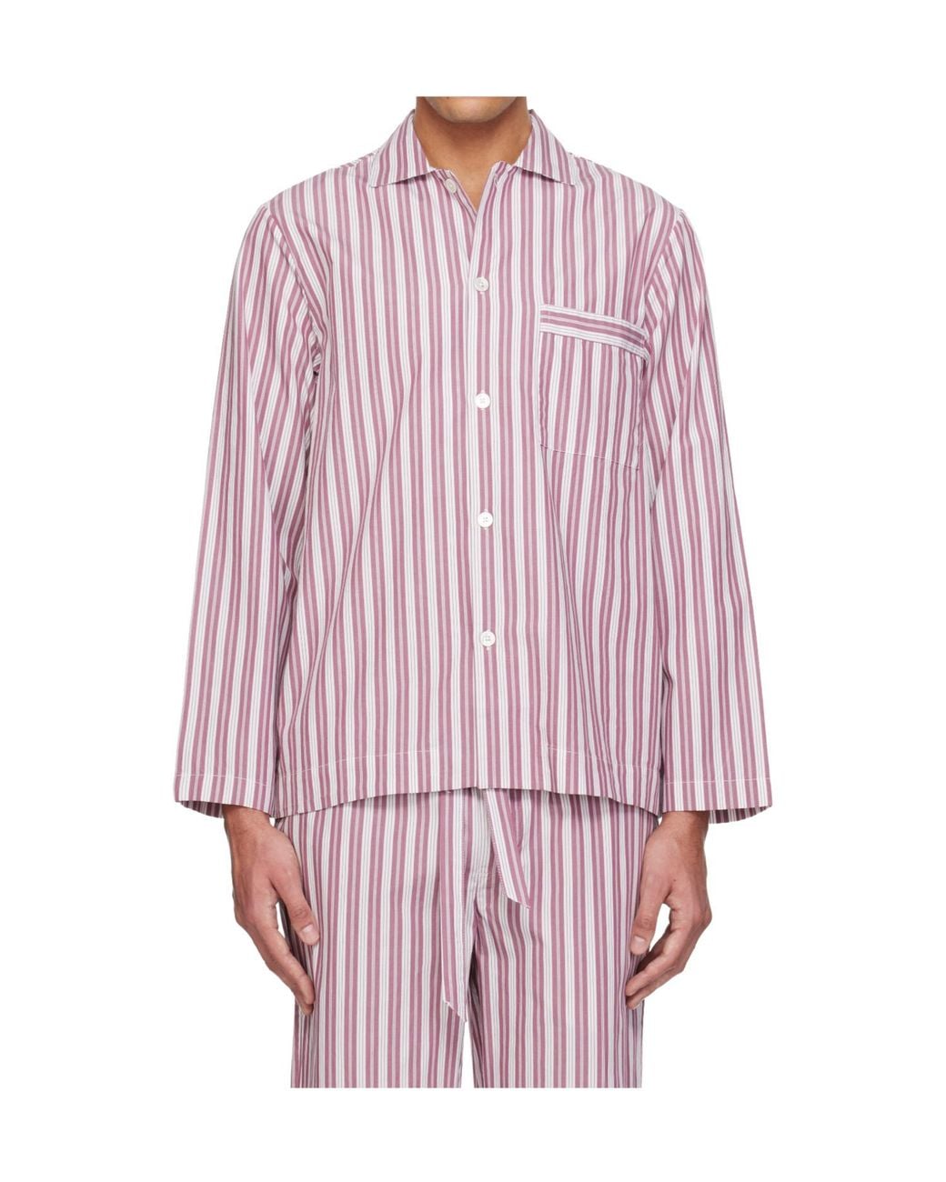 Tekla Pink Striped Pyjamas Shirt for men