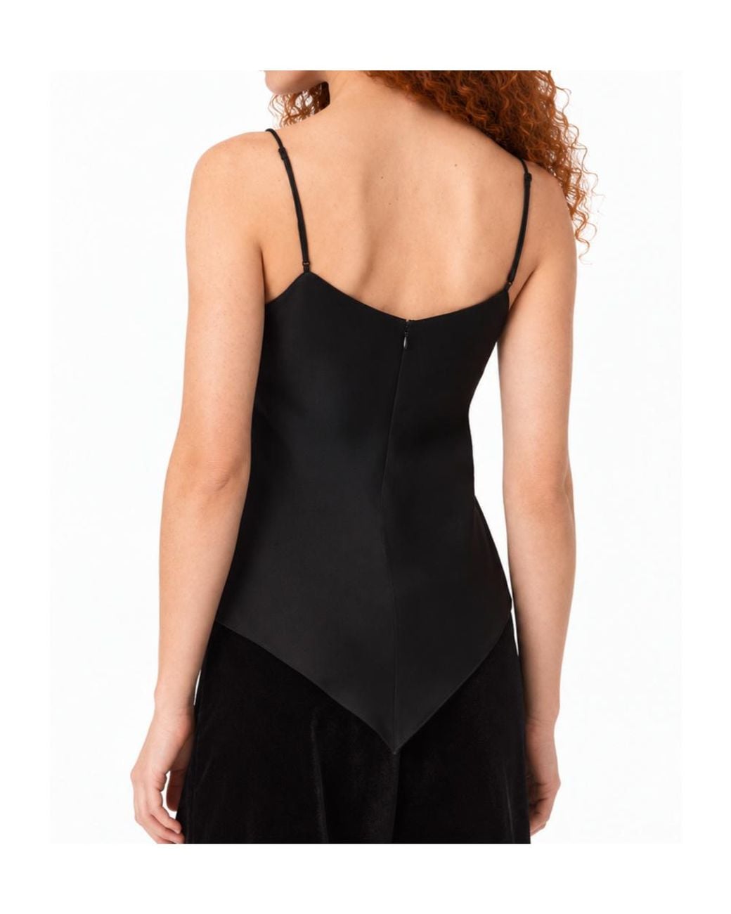 Stella McCartney Black Lace-Trim Satin Cami Top
