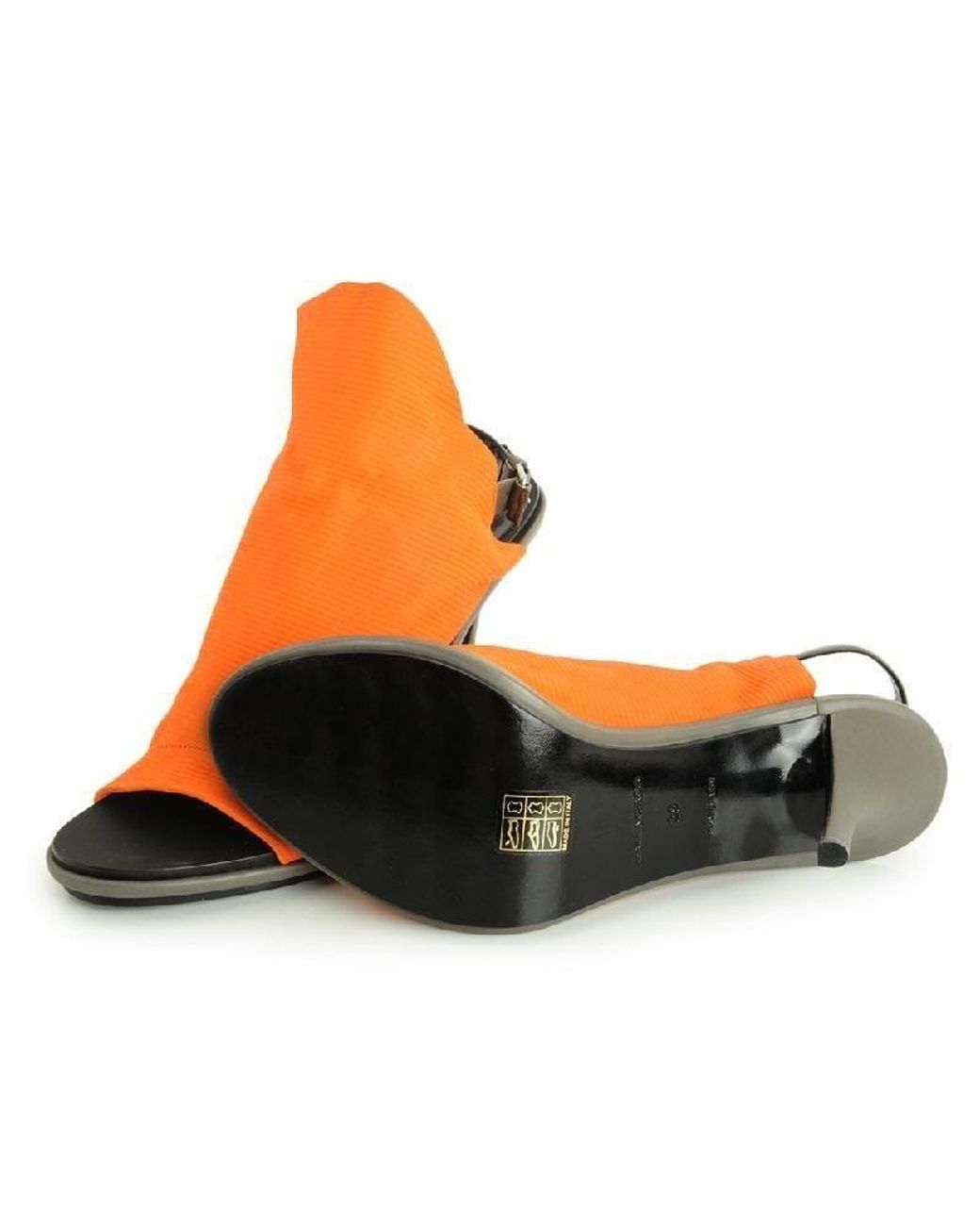 Balenciaga Orange Logo High-Heeled Sandals