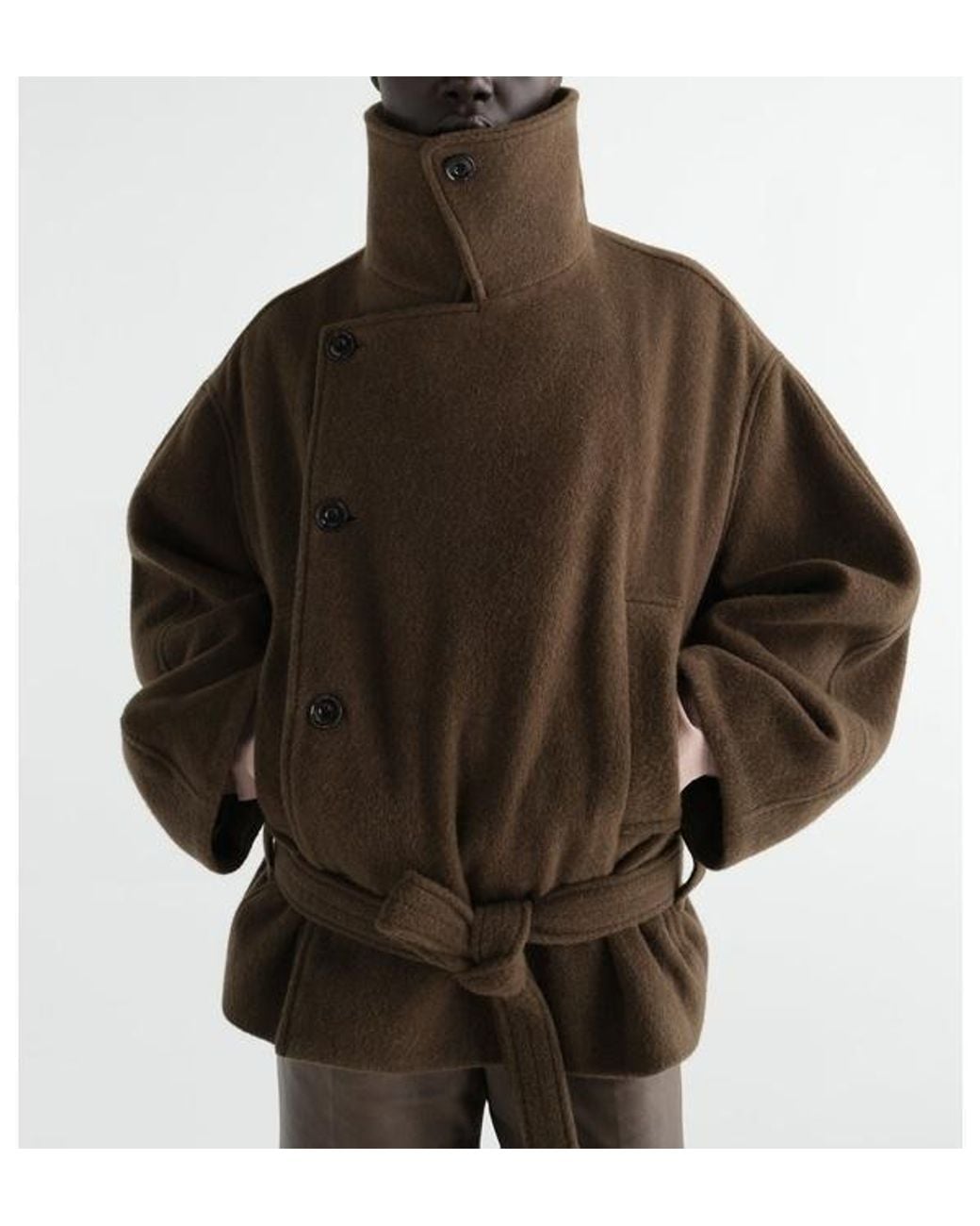 Lemaire Brown Short Wrap Coat