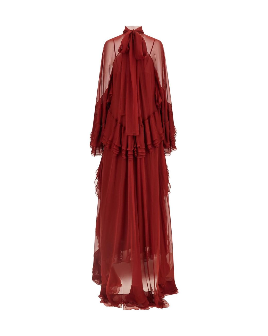 Alberta Ferretti Red Long-Sleeved Dress