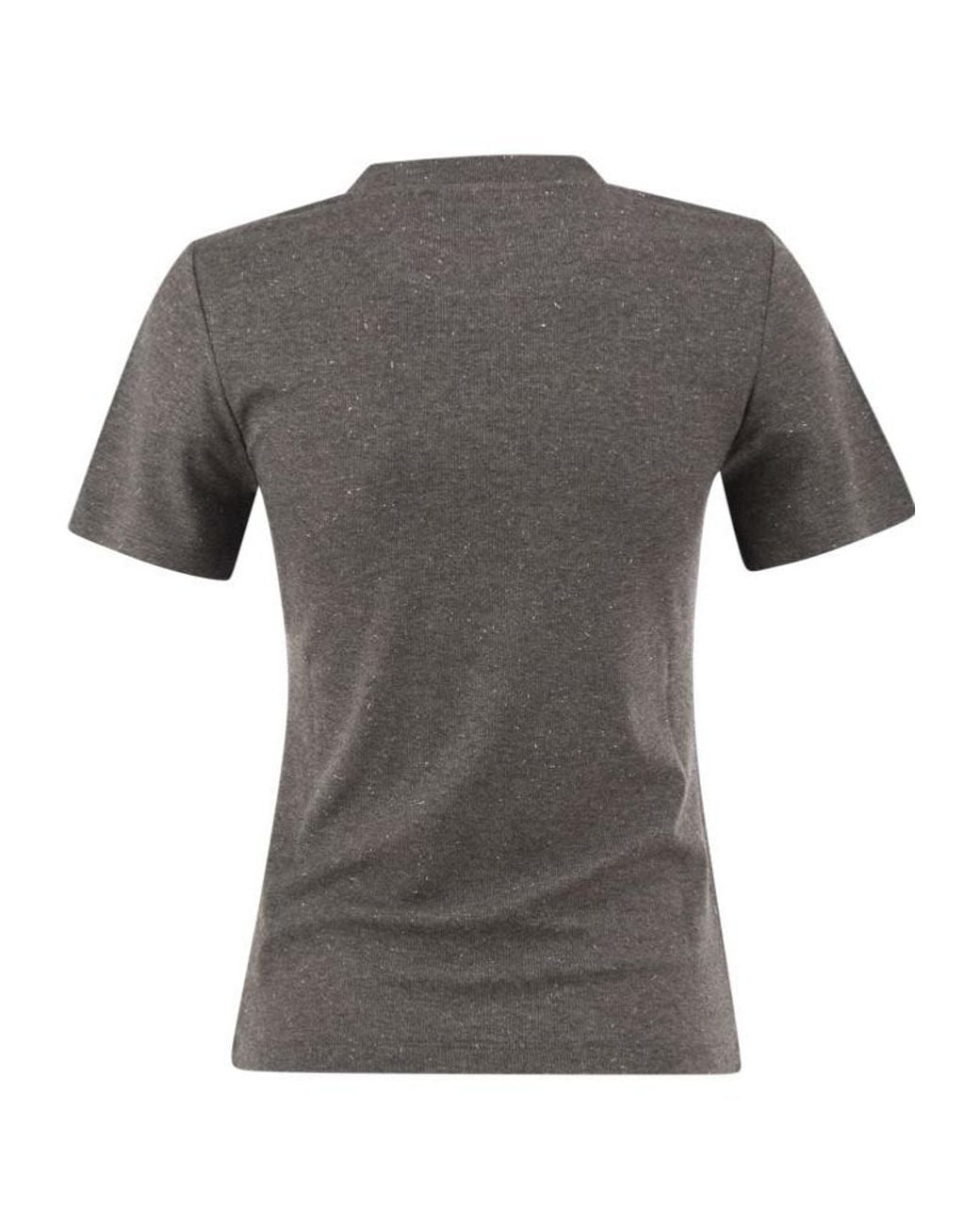 Peserico Gray Crew-Neck Short-Sleeve T-Shirt