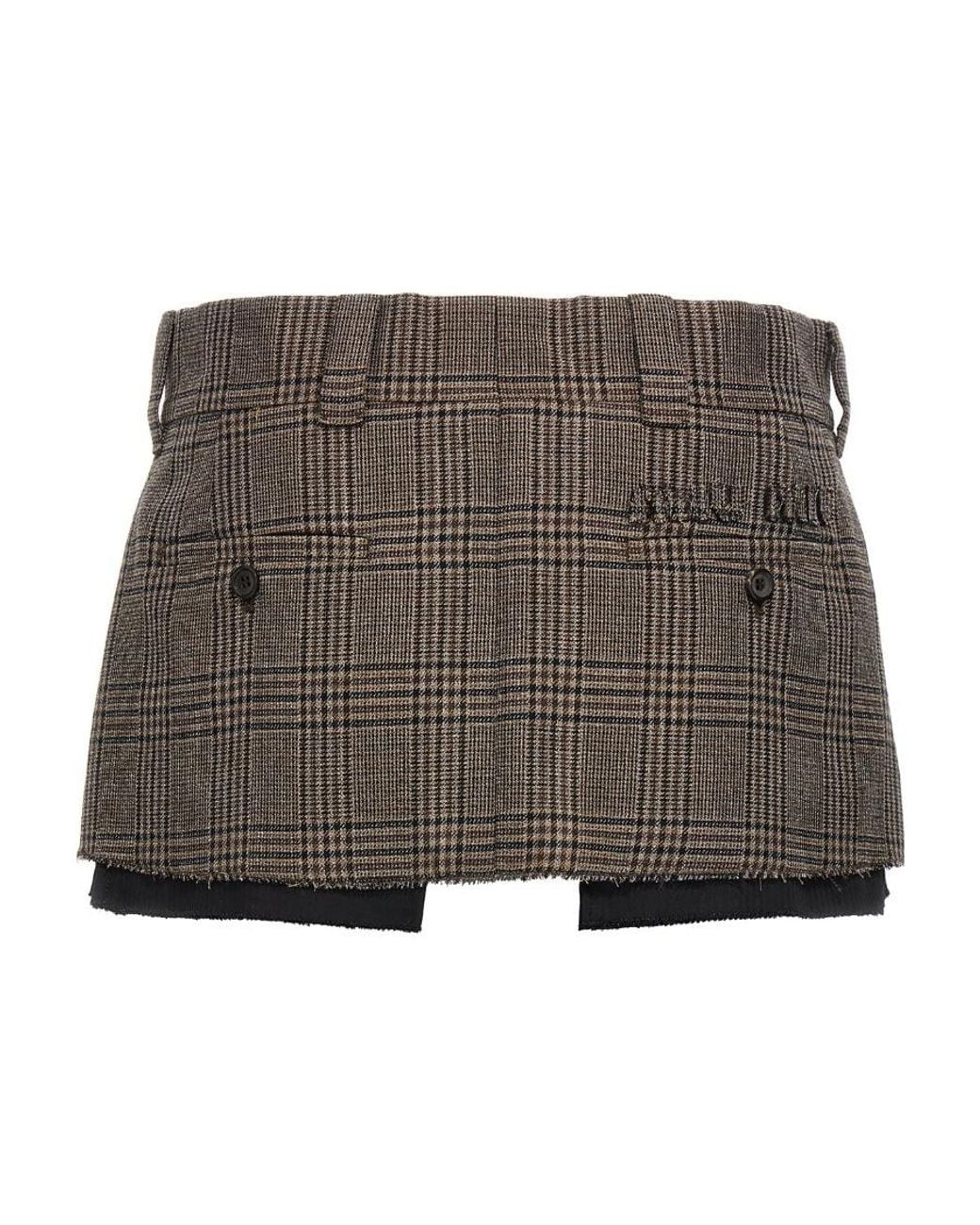 Miu Miu Brown Prince Of Wales Skirt