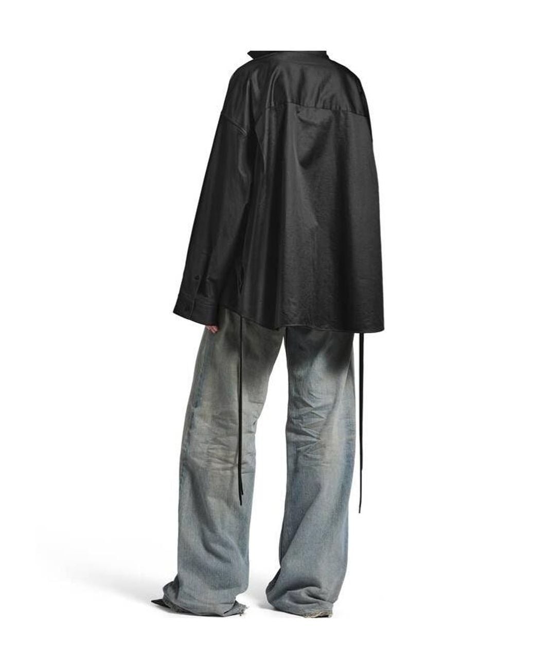 Balenciaga Black Lace-Up Long-Sleeved Shirt