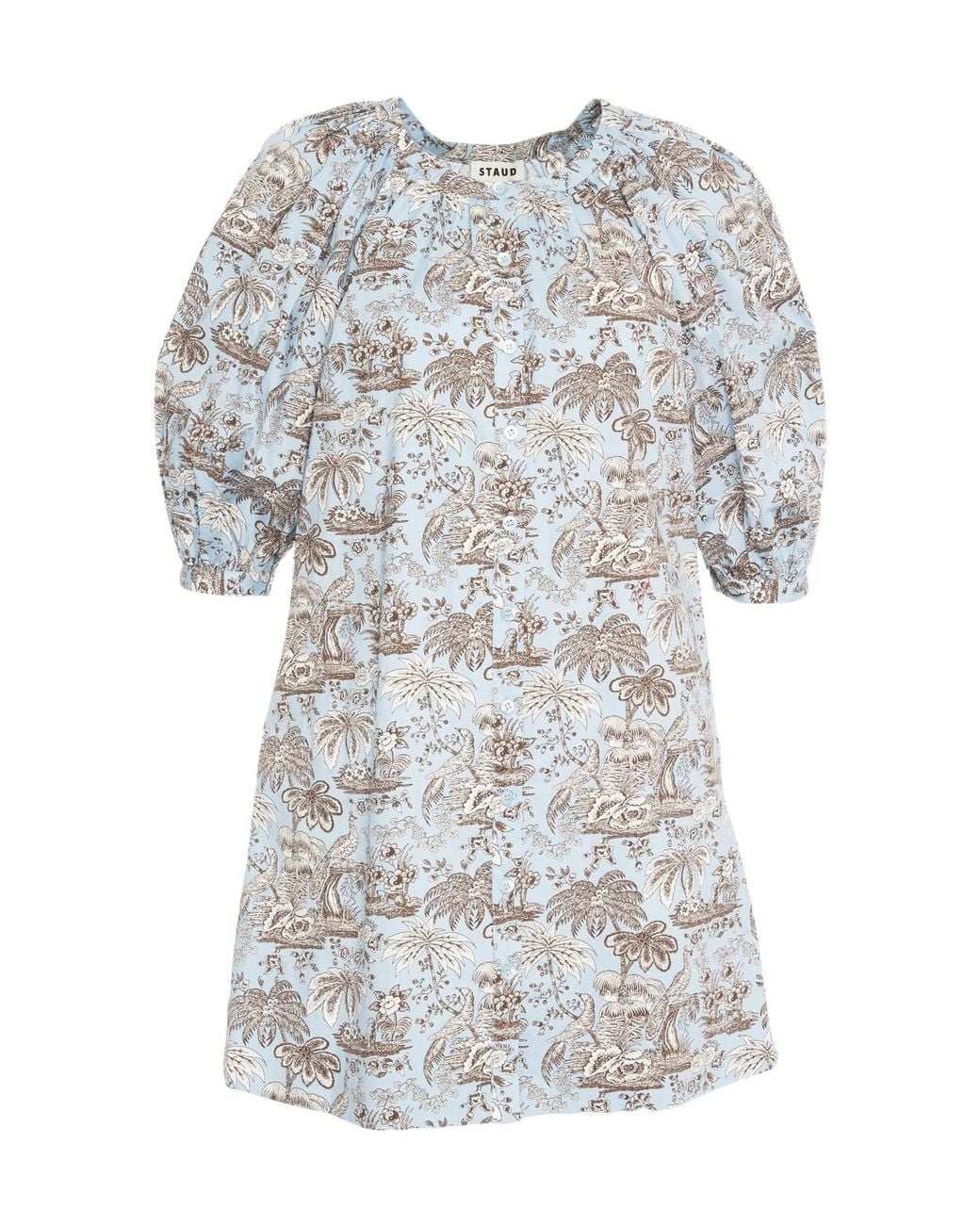 Staud Gray Vincent Short-Sleeve Mini Dress
