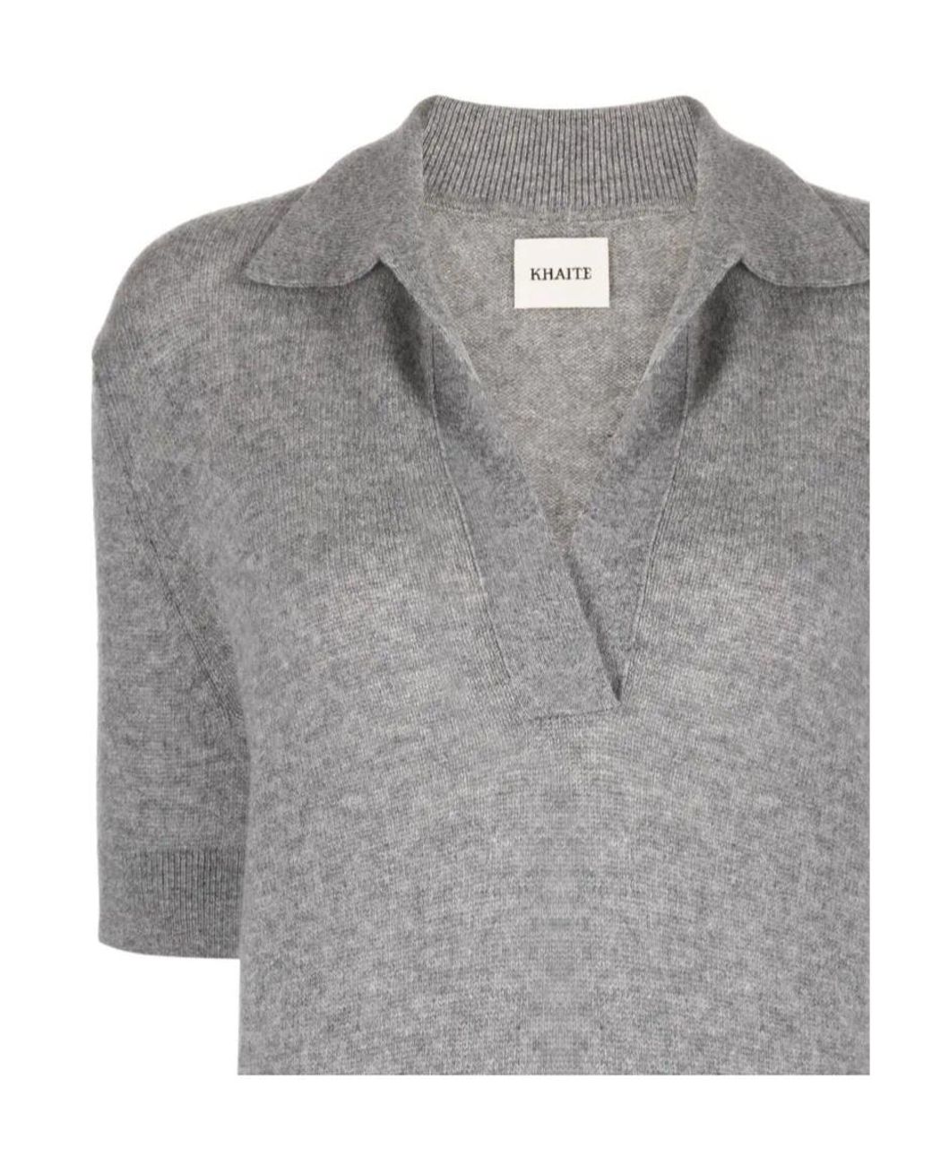 Khaite Gray Jo Short Sleeved Polo Top