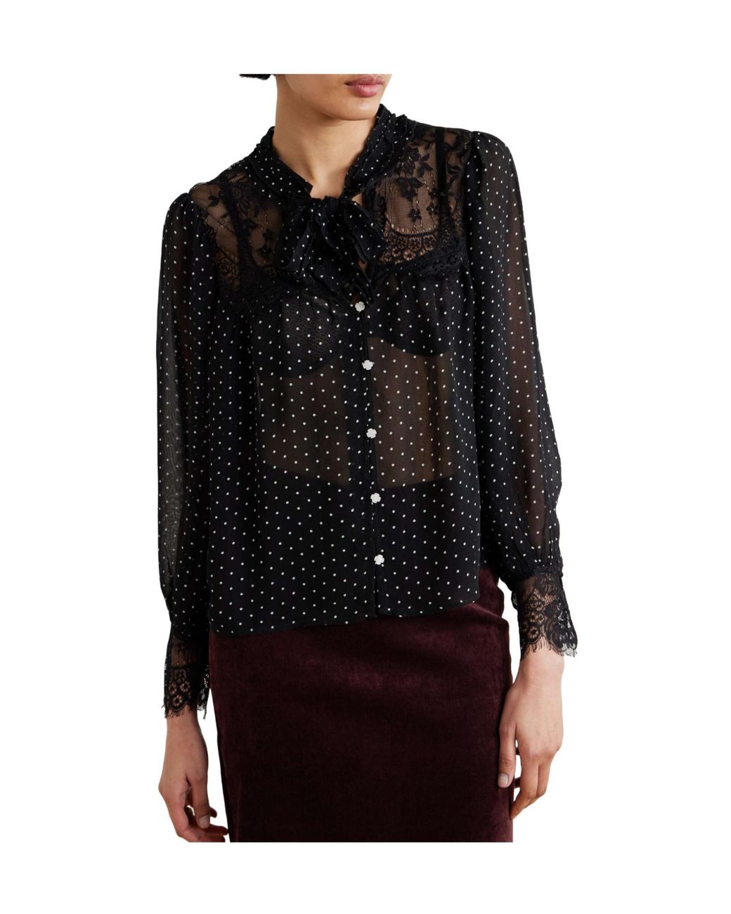 Sea Black Melody Long-Sleeve Blouse