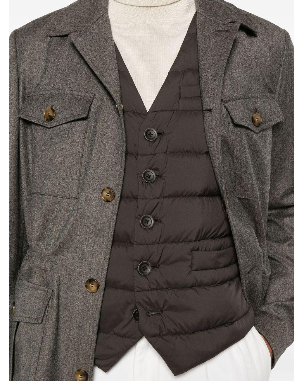 Herno Gray Single-Breasted Down Vest for men