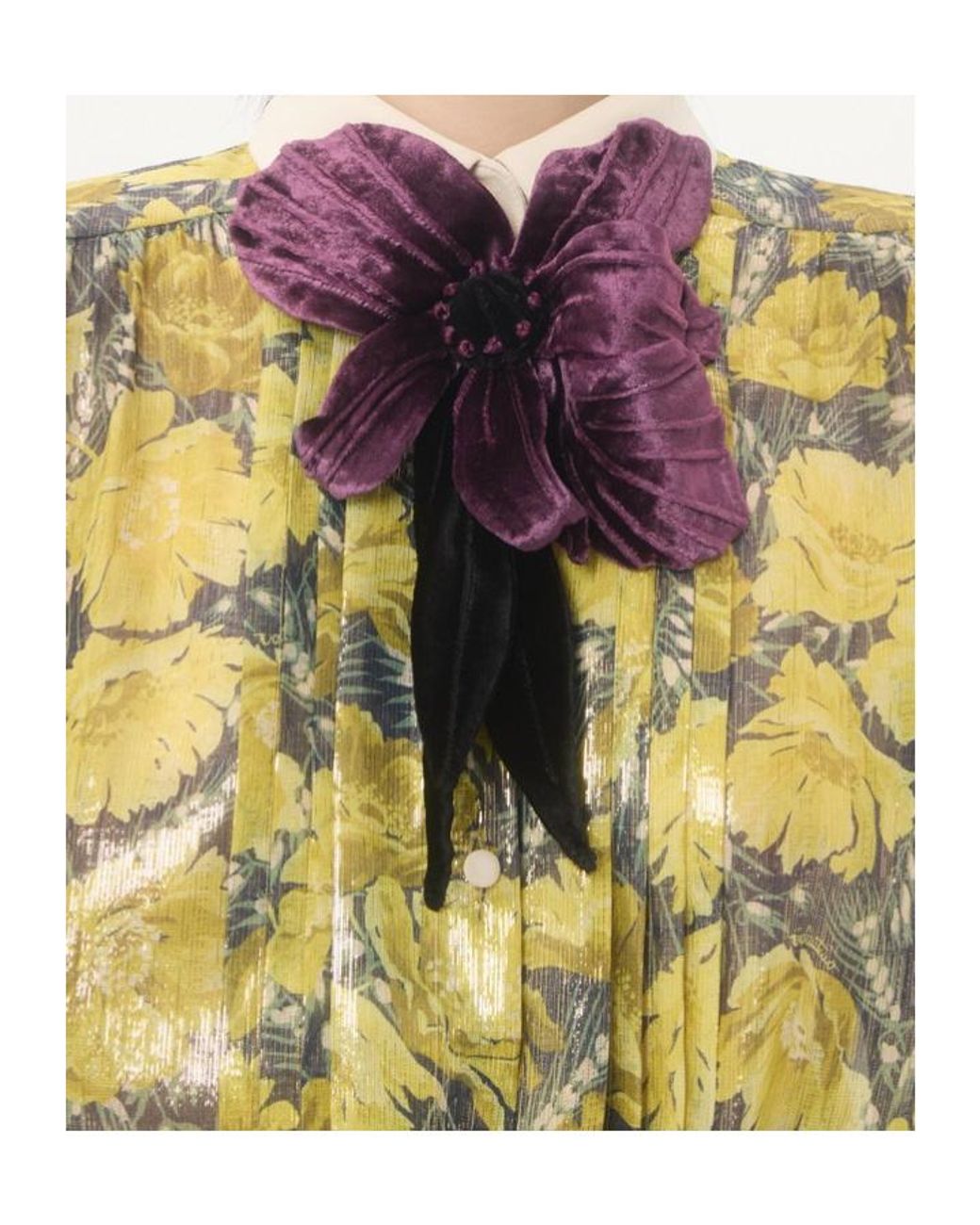Valentino Yellow Floral Printed Long Sleeved Shirt