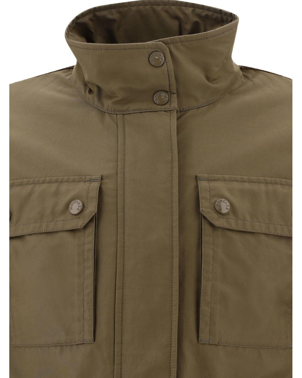Moncler Green Knit-Panelled Zipped Military Jacket