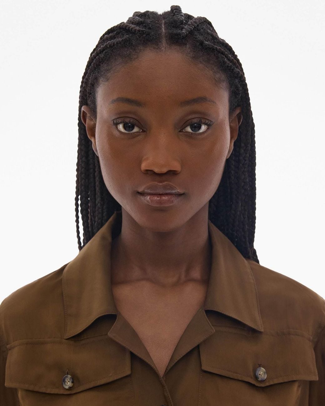 Helmut Lang Brown Long-Sleeve Satin-Finish Shirt
