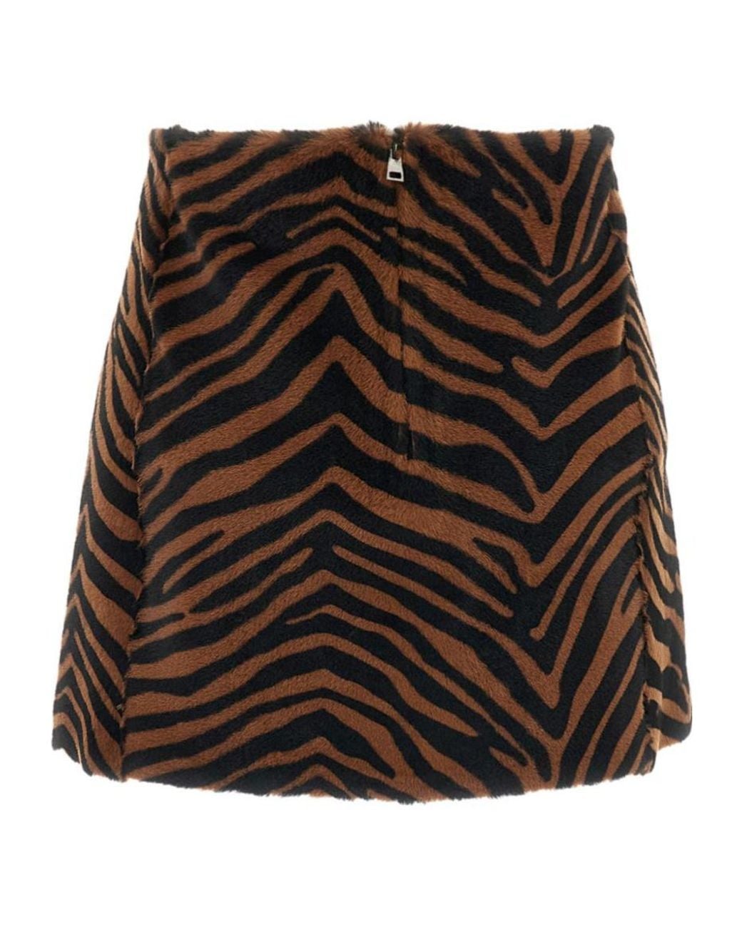 P.A.R.O.S.H. Brown P.A.R.O..H. Animalier Mini Skirt