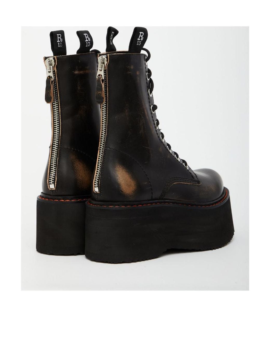R13 Black 75Mm Leather Boots
