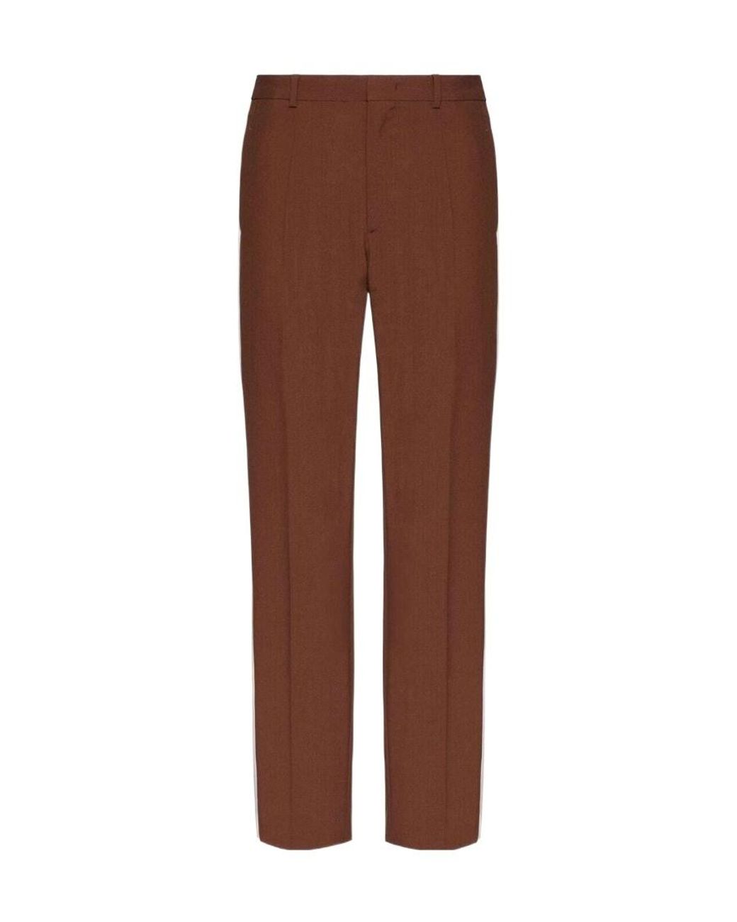 Valentino Brown Side-Stripe Straight Leg Trousers for men