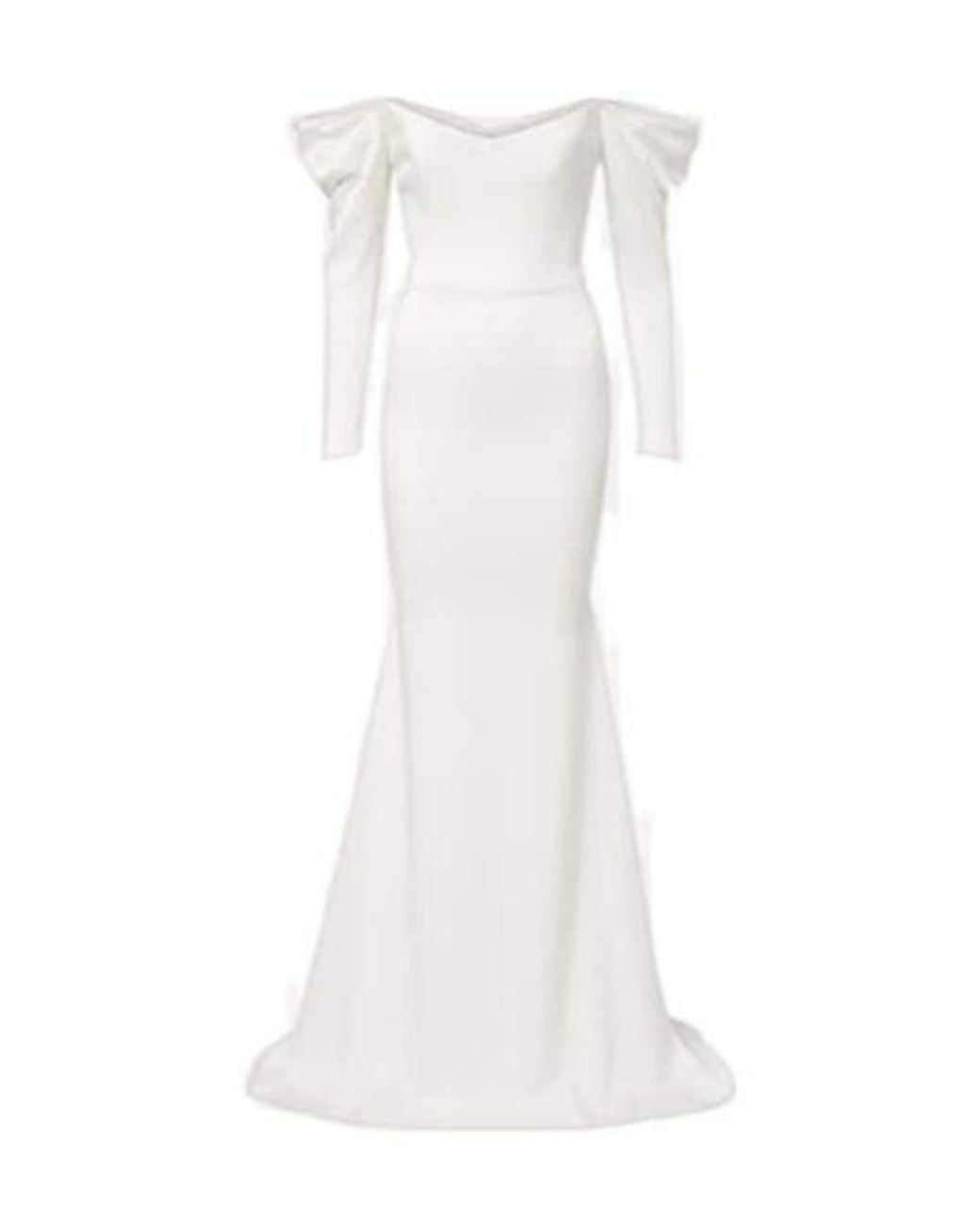 Alex Perry White Bridal Off-Shoulder Crêpe Satin Bustier Gown