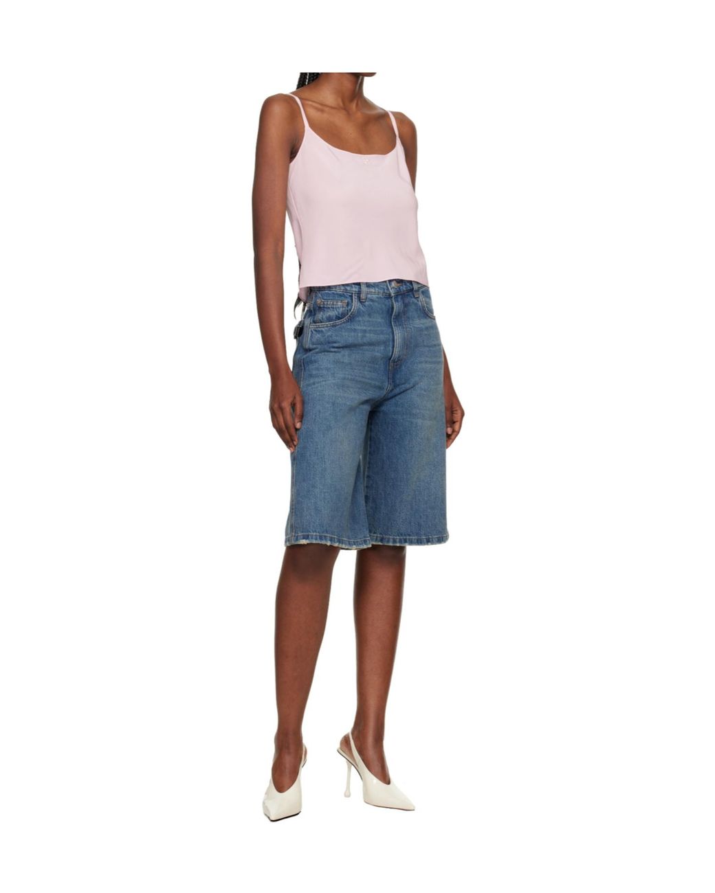 Courreges Pink Embroidered Logo Tank Top