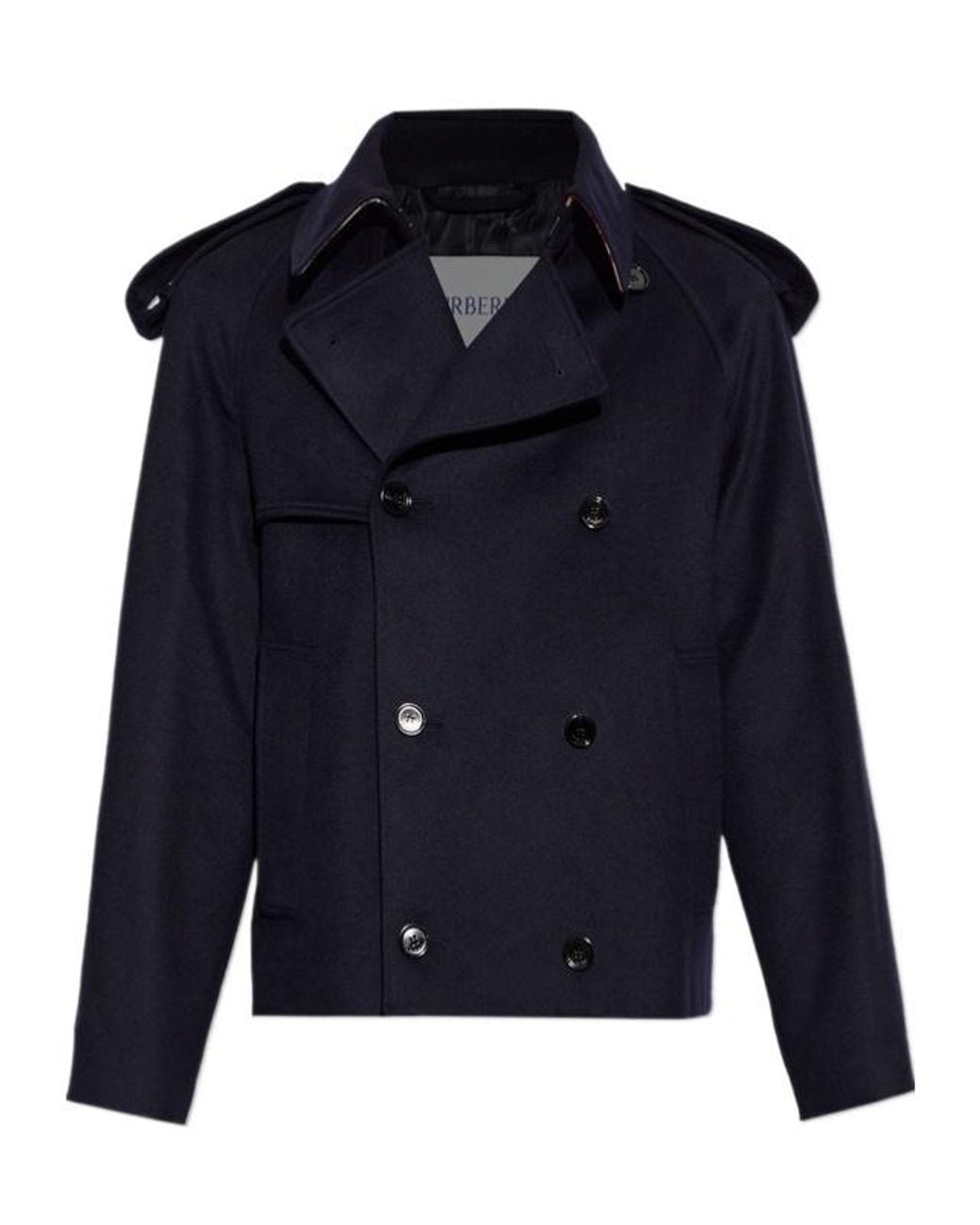 Burberry Blue Double Breasted Short Trench Coat for men