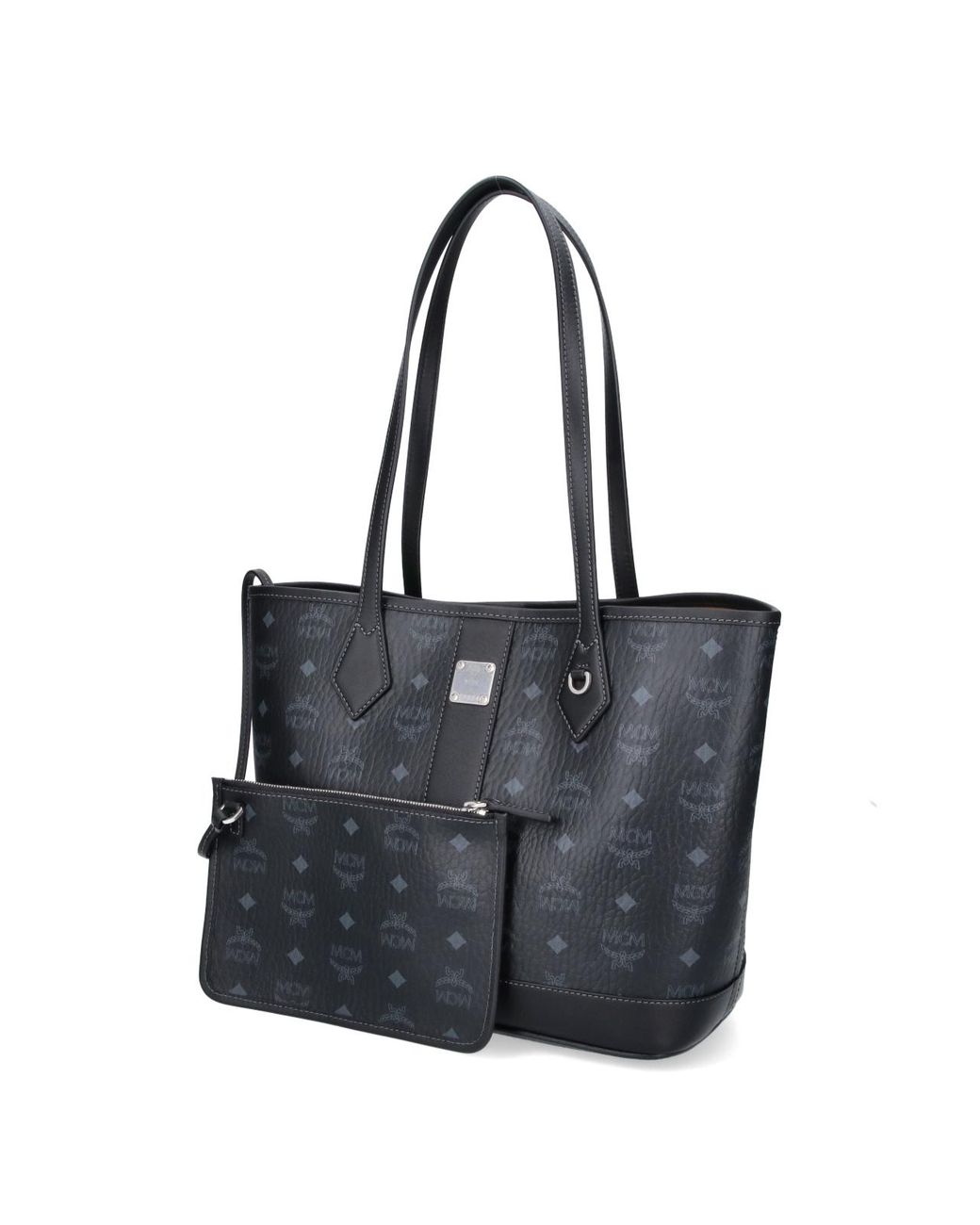 MCM Black Logo Plaque Monogram Tote Bag