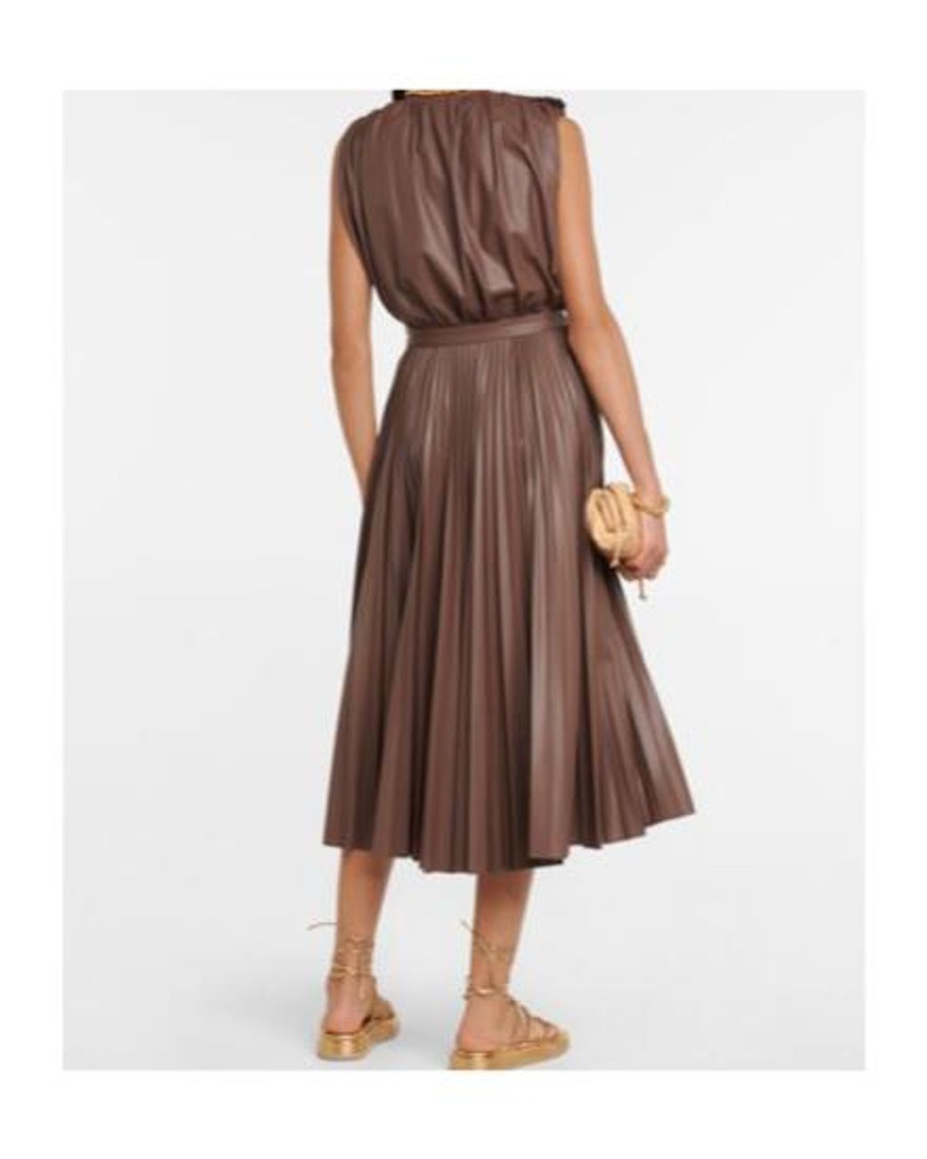 Altuzarra Brown Sif Pleated Faux Leather Maxi Skirt