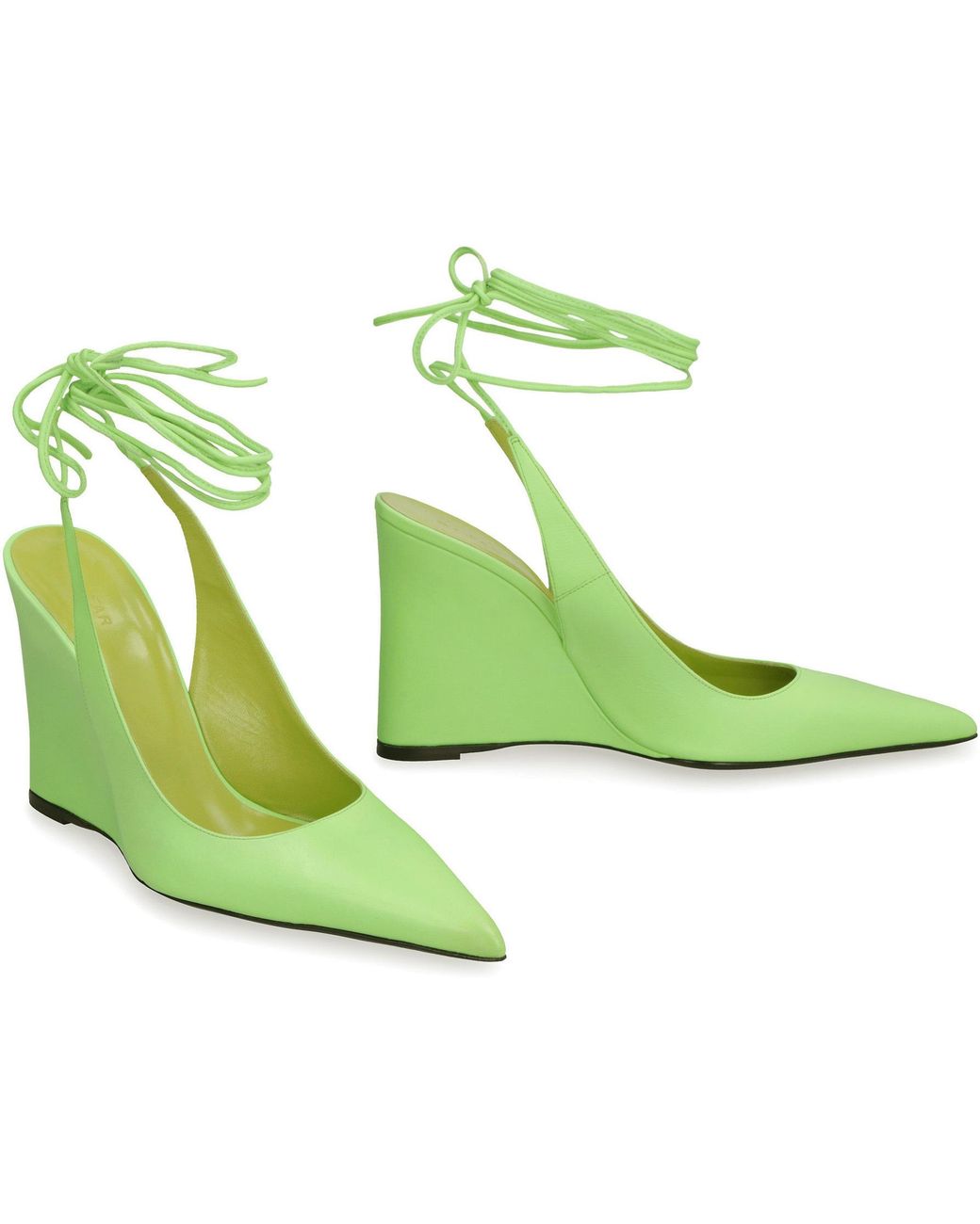 By Far Green Vaughn Tie-Fastening Wedge Pumps