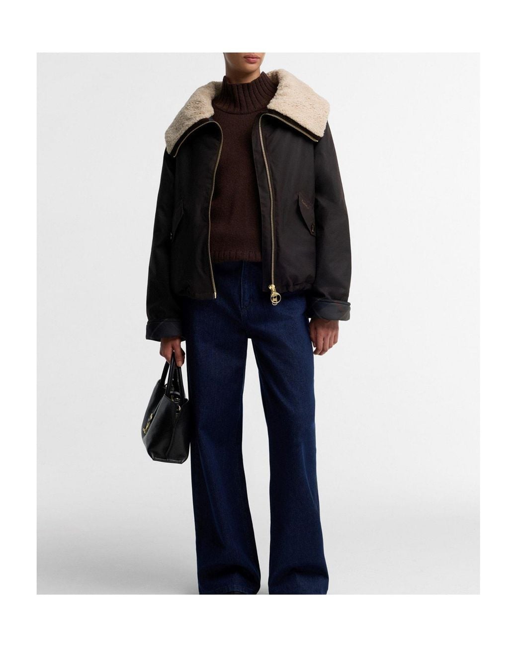 Barbour Black Cropped Woven Jacket