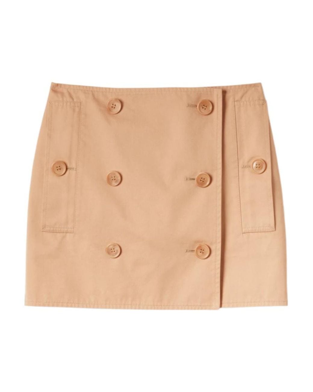Burberry Natural High-Rise Button Detailed Mini Skirt