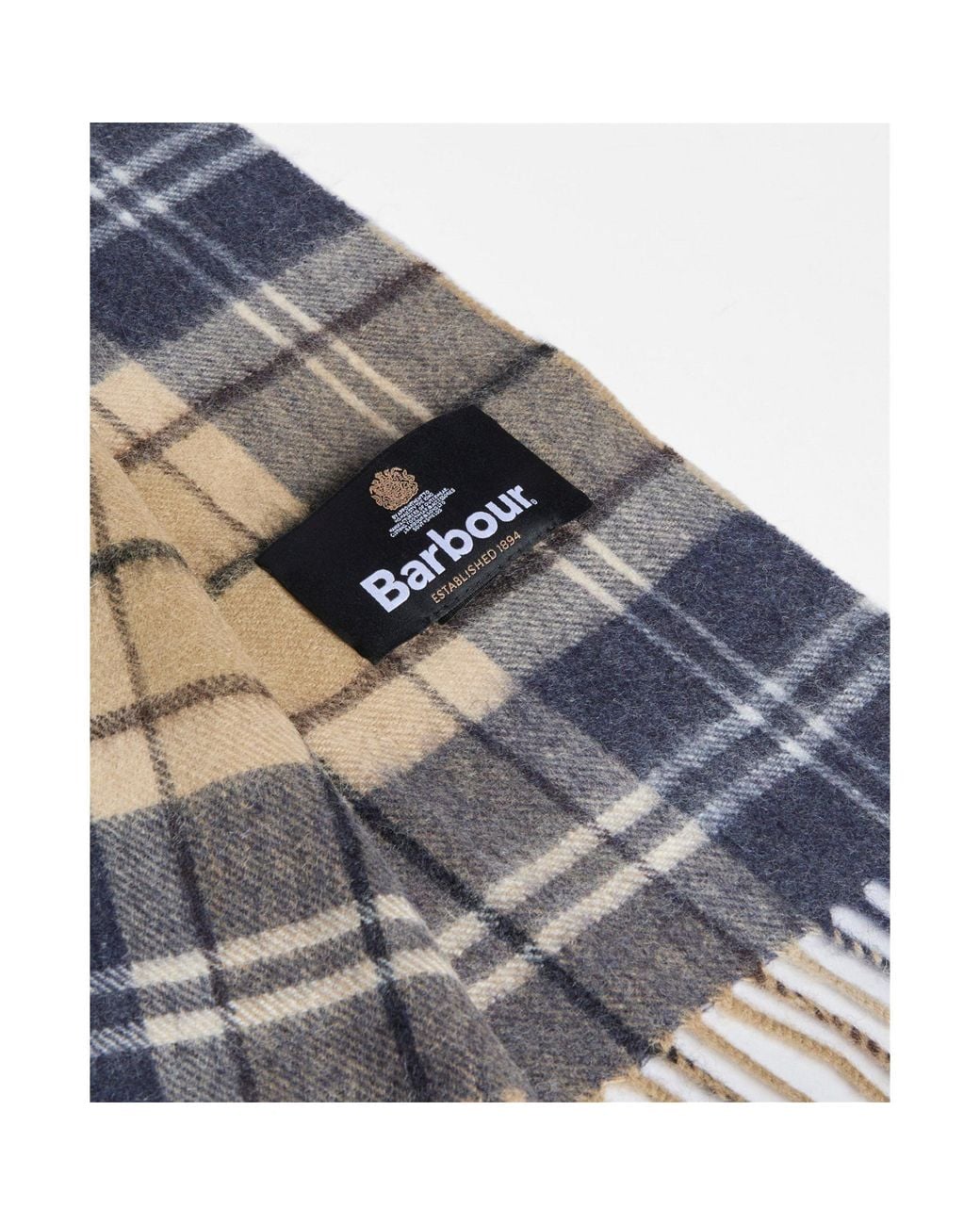 Barbour White Simple Checkered Scarf for men