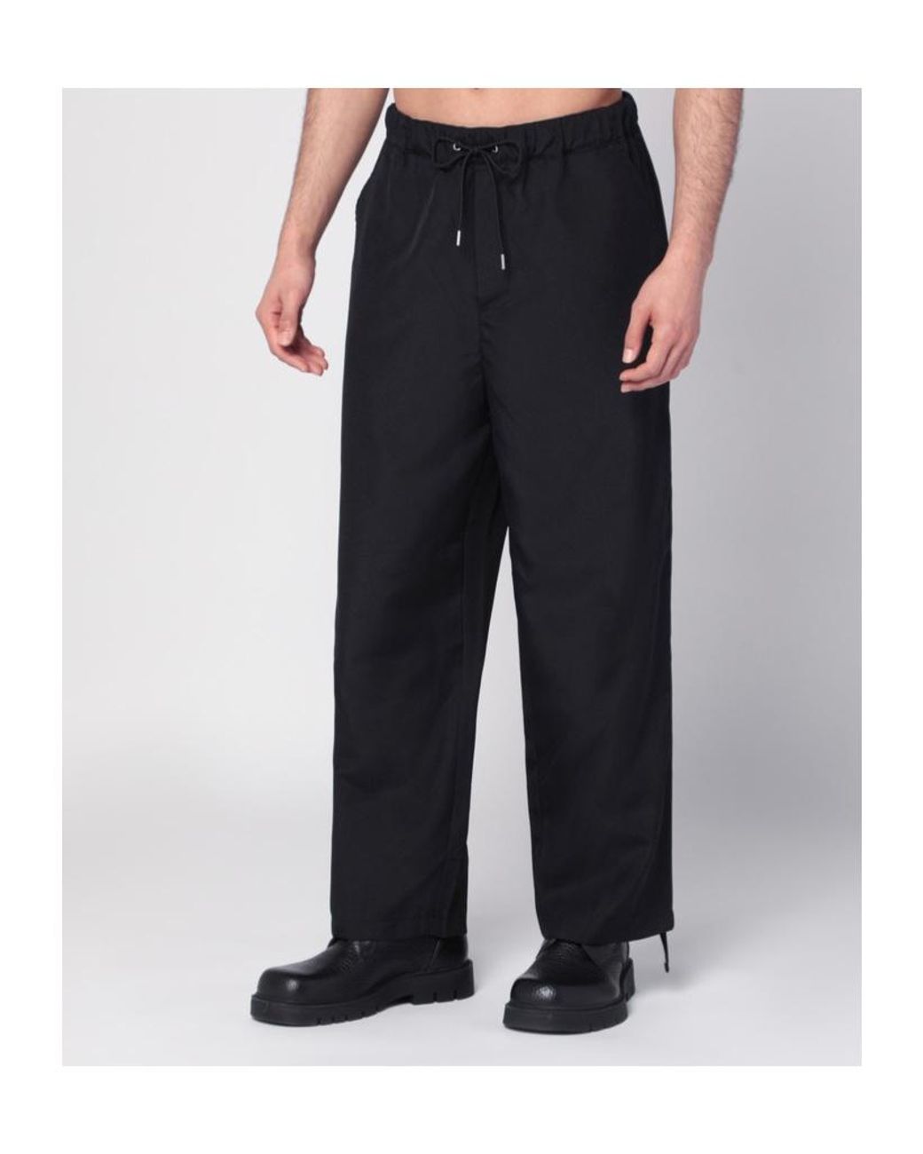 OAMC Black Drawstring Srtaight-Leg Trousers for men