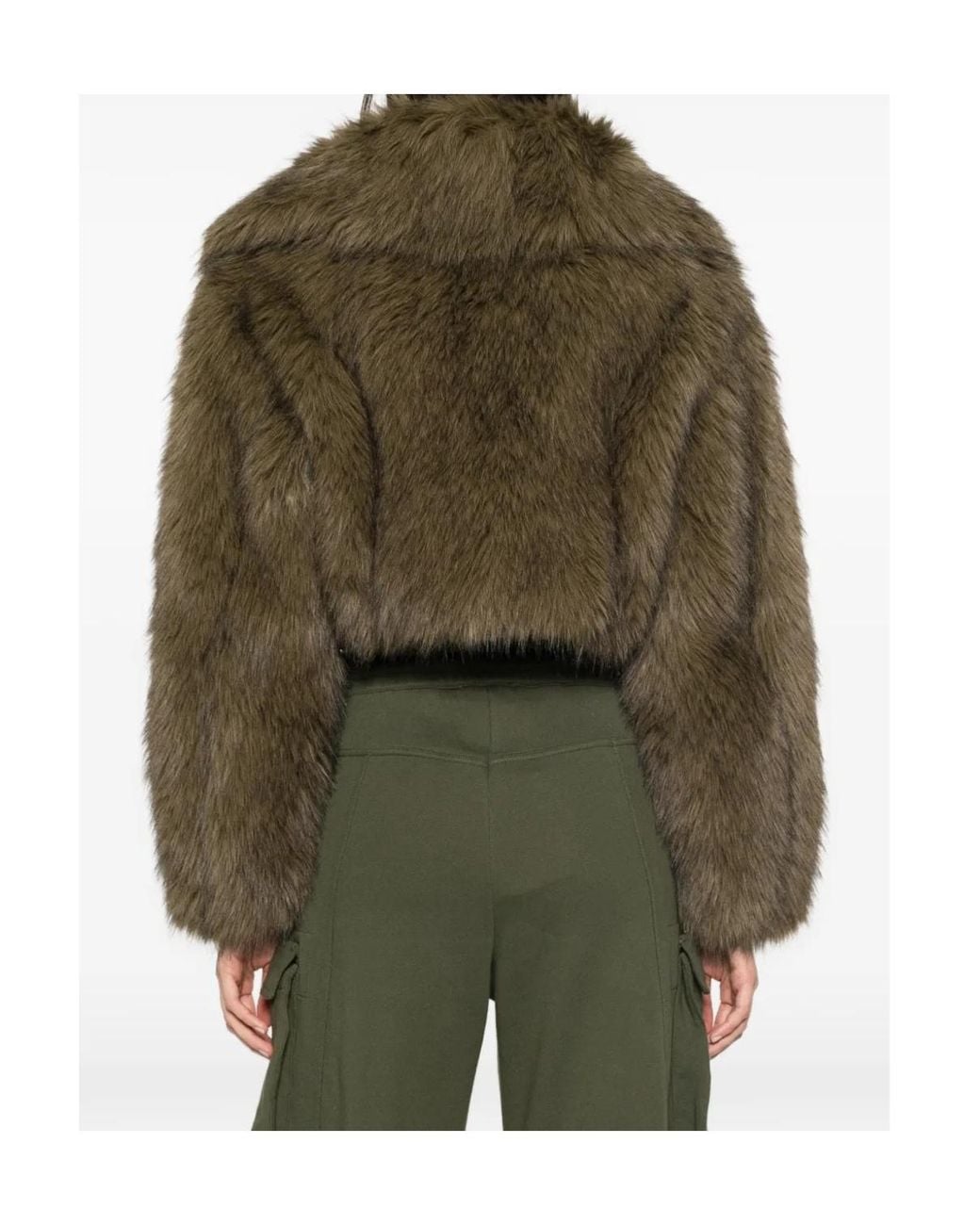 Patrizia Pepe Green Cropped Faux Fur Jacket